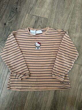 Zara Hello Kitty Girls' Striped Long Sleeve Top - Blush